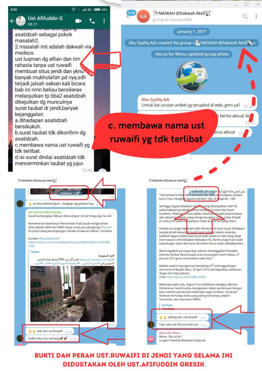 Bukti kebohongan tuduhan Ustadz Afifuddin terhadap Ustadz Luqman dan Ustadz Alfian terkait keterlibatan Ustadz Ruwaifi' dalam website Jendi